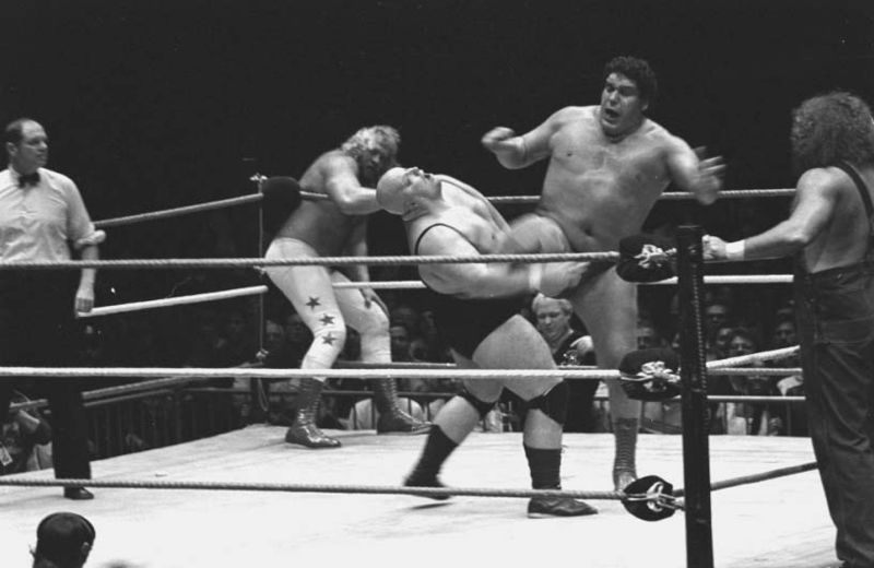Andre the Giant takes on King Kong Bundy (Wikimedia Commons / Ethan)